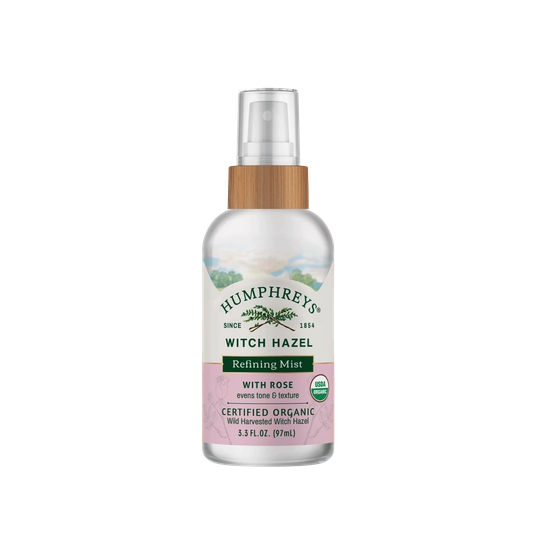 Refining Toner Mist: Pure, USDA Certified Organic Witch Hazel Toner with Organic Rose Fragrance