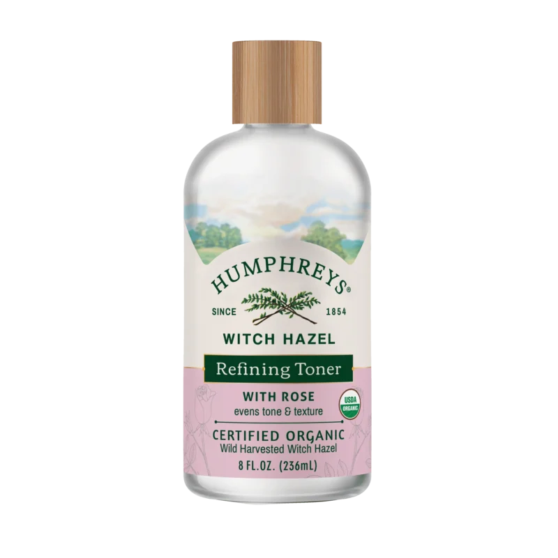 Refining witch hazel + rose organic toner